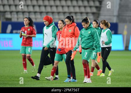 Marocco Frauen Nationalfußballmannschaft während des Freundschaftsspiels gegen Rumänien 12.04.2023 , Arcul de Triumf Stadion , Bukarest , Cristi Stavri Stockfoto