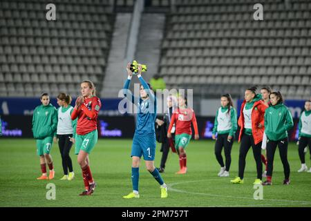 Marocco Frauen Nationalfußballmannschaft während des Freundschaftsspiels gegen Rumänien 12.04.2023 , Arcul de Triumf Stadion , Bukarest , Cristi Stavri Stockfoto