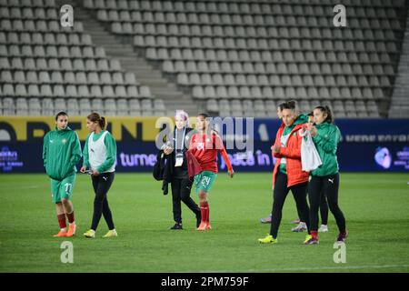 Marocco Frauen Nationalfußballmannschaft während des Freundschaftsspiels gegen Rumänien 12.04.2023 , Arcul de Triumf Stadion , Bukarest , Cristi Stavri Stockfoto