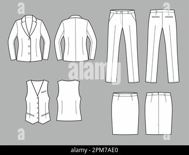 Ein Set für Geschäftskleidung für Frauen. Stock Vektor