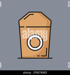 Farbliniensymbol für Lunchbox und Lebensmittelverpackung aus Karton. Vector Craft-Food-Container, Fastfood-Container-Modell zum Mitnehmen, Vorlage für Take-away-Pakete Stock Vektor