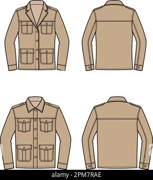 Herren- und Damenjacke im Safari-Stil. Stock Vektor