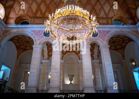 Eingangsportal des Königspalastes Aranjuez, UNESCO-Weltkulturerbe, Provinz Madrid, Spanien, Europa. Der königliche Palast von Aranjuez ist einer von t Stockfoto