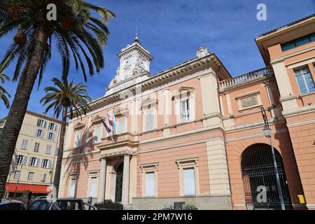 Hôtel de Ville (Rathaus), Place Marshal Foch, Avenue Antoine Serafini, Ajaccio, Corse-du-Sud, Korsika, Frankreich, Mittelmeer, Europa Stockfoto