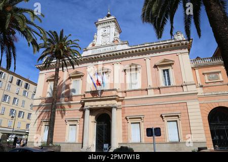 Hôtel de Ville (Rathaus), Place Marshal Foch, Avenue Antoine Serafini, Ajaccio, Corse-du-Sud, Korsika, Frankreich, Mittelmeer, Europa Stockfoto