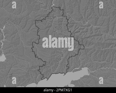 Donets'k, Region der Ukraine. Bilevel-Höhenkarte mit Seen und Flüssen Stockfoto