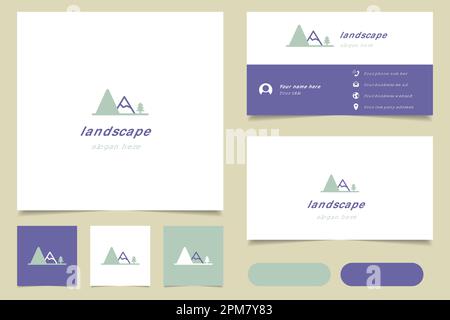 Logo im Querformat mit editierbarem Slogan. Branding-Buch und Visitenkartenvorlage. Stock Vektor