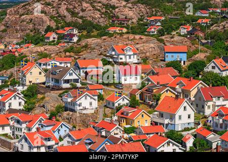 Blick auf ein Wohngebiet in Schweden an der Westküste Stockfoto