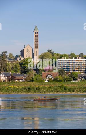 Frankreich, Loir-et-Cher, Loire-Tal, UNESCO-Weltkulturerbe, Blois, Loire und die Basilika Notre-Dame-de-la-Trinité Stockfoto