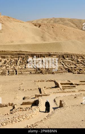 Ägypten, Oberägypten, Niltal, Umgebung von Luxor, Westtheben, Tal der Handwerker, Deir el-Medineh Dorfruinen Stockfoto