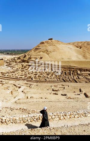 Ägypten, Oberägypten, Niltal, Umgebung von Luxor, Westtheben, Tal der Handwerker, Deir el-Medineh Dorfruinen Stockfoto