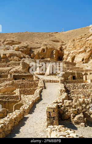 Ägypten, Oberägypten, Niltal, Umgebung von Luxor, Westtheben, Tal der Handwerker, Deir el-Medineh Dorfruinen Stockfoto