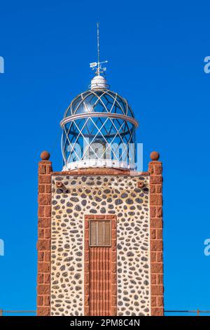 Spanien, Kanarische Inseln, Fuerteventura, Gemeinde Tuineje, Leuchtturm Punta La Entallada (1955) Stockfoto