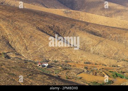 Spanien, Kanarische Inseln, Fuerteventura, Betancuria, Panoramablick vom Corrales de Guize Belvedere (Mirador de Ayose y Guise) Stockfoto