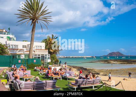 Spanien, Kanarische Inseln, Fuerteventura, Corralejo, Playa del Muelle Chico Stockfoto