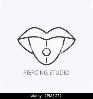 Logo-Vorlage Für Piercing Studio. Symbol Für Durchbohrte Zunge Stock Vektor