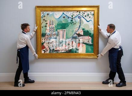 London, Großbritannien. 12. April 2023. ÔPaysageÕ von Pablo Picasso, geschätzte sieben Millionen Dollar. Highlights aus den Verkäufen SothebyÕs Mai, die in London am 12-16. April vor den New Yorker Auktionen in den nächsten Monaten angezeigt werden. Kredit: Karl Black/Alamy Live News Stockfoto