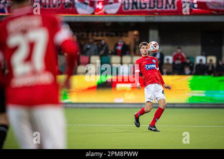 Silkeborg, Dänemark. 11. April 2023. Alexander Busch (40) aus Silkeborg, GESEHEN während des 3F stattfindenden Superliga-Spiels zwischen Silkeborg IF und AC Horsens im Jysk Park in Silkeborg. (Foto: Gonzales Photo/Alamy Live News Stockfoto