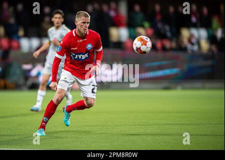 Silkeborg, Dänemark. 11. April 2023. Tonni Adamsen (23) aus Silkeborg, GESEHEN während des 3F. Superliga-Spiels zwischen Silkeborg IF und AC Horsens im Jysk Park in Silkeborg. (Foto: Gonzales Photo/Alamy Live News Stockfoto