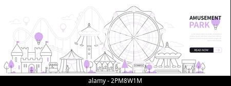 Vergnügungspark - modernes Vektorbanner im dünnen Stil Stock Vektor