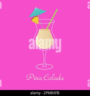 Pina Colada Cocktail. Sommergetränke. Stock Vektor