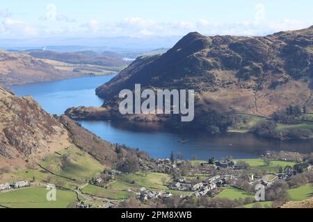 Blick auf Ullswater und Glenridding, Lake District Stockfoto