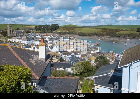 Ich schaue über die Dächer von Häusern in Salcombe, Devon Stockfoto