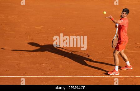 MONTE-CARLO, MONACO - 11. APRIL: Novak Djokovic von Serbien an Tag 3 der Rolex Monte-Carlo Masters im Monte-Carlo Country Club am 11. April 2023 in Monte-Carlo, Monaco (Foto von Andy Astfalck/BSR Agency) Stockfoto