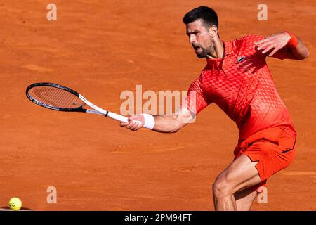 Monte Carlo, Monaco. 11. April 2023. Monte-Carlo Country Club MONTE-CARLO, MONACO - 11. APRIL: Novak Djokovic von Serbien spielt am 3. Tag der Rolex Monte-Carlo Masters im Monte-Carlo Country Club am 11. April 2023 in Monte-Carlo, Monaco, eine Vorreiterrolle gegen Ivan Gakhov. (Foto: Marcio Machado/Eurasia Sport Images/SPP) (Eurasia Sport Images/SPP) Kredit: SPP Sport Press Photo. Alamy Live News Stockfoto