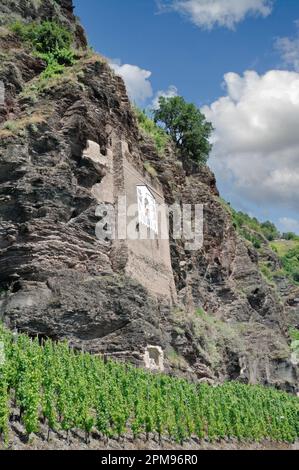 Sonnenuhr im Weinberg von Uerzig, Mosel, Moseltal, Rheinland-Pfalz, Deutschland Stockfoto