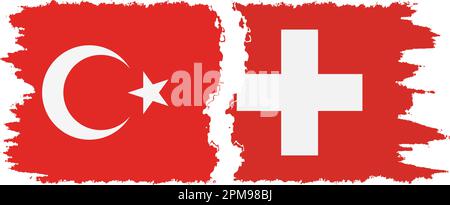 Die Schweiz und die Türkei Grunge Flaggen Verbindung, Vektor Stock Vektor