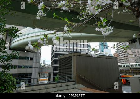 Osaka, Japan - 24. März 2023: Das Gate Tower Building ist ein Gebäude in Osaka, das von einer Autobahnkreuzung durchquert wird. Stockfoto