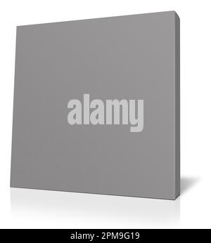 Graue Leinwand umhüllt die Vorlage für Präsentationslayouts und -Design. 3D-Rendering. Digital Generiertes Bild. Isoliert auf weißem Hintergrund. Stockfoto