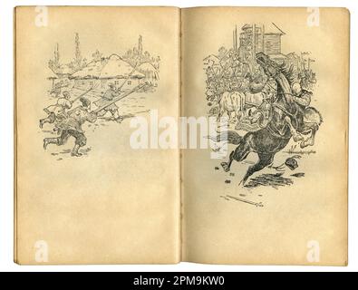 Illustration aus dem Buch Bohdan Khmelnytskyi, M. Starytskyi. UM 1645: Aufstand der Bauern in Zolatarevo, Waffen dieser Zeit für die Stru Stockfoto