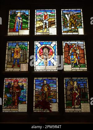 John Knox Window / Famous Scots Window, Crown Court Church of Scotland, Covent Garden, London, Großbritannien Stockfoto