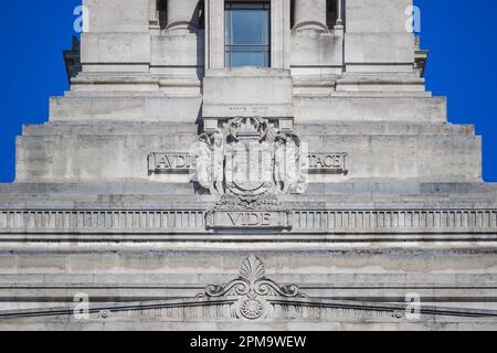 Vorderansicht der Freemasons Hall, Details der Fassade Stockfoto