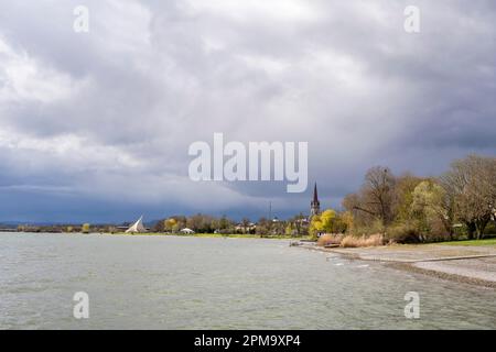 Sturm Markus zieht über Radolfzell am Bodensee, Bezirk Konstanz, Baden-Württemberg, Deutschland Stockfoto