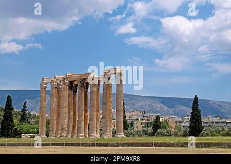 Der Tempel des Olympischen Zeus, Olympieion, Athen, Griechenland Stockfoto