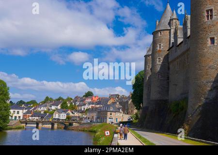 Josselin, Bretagne, Josselin Burg, Morbihan, Kanal zwischen Nantes und Brest, Pontivy Bezirk, Frankreich Stockfoto