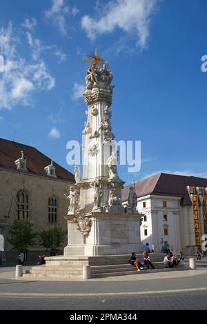 Dreifaltigkeitssäule, barocke Pestsäule mit heiligen, Platz vor der Matthiaskirche, Burgviertel, Budapest, Ungarn Stockfoto