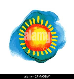 Abstrakte Sonne auf Wolken-Aquarell. Vektordarstellung Stock Vektor