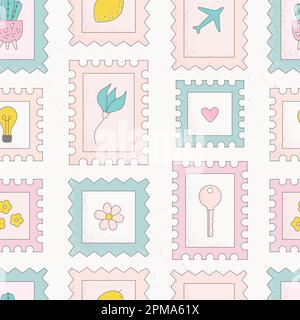 Niedliches nahtloses Vektormuster mit einfacher Markierung, Stempel für Verpackung, Tapete, Verpackung. Stock Vektor