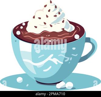 Schlagsahne auf Cappuccino in einem süßen Becher Stock Vektor