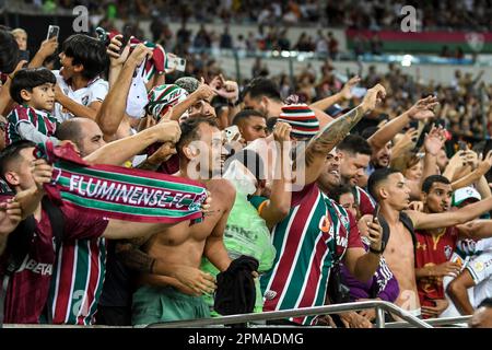 Rio, Brasilien - 9. april 2023, Fans im Spiel zwischen Fluminense und Flamengo in der letzten Runde der Carioca Championship im Maracana Stadium Stockfoto