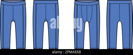 Kurze Leggings für Herren und Damen. Mode-CAD. Stock Vektor