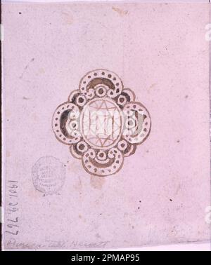 Zeichnen, Design für eine Brosche; Italien; Stift und Tinte, Pinsel und Sepia auf Papier Stockfoto