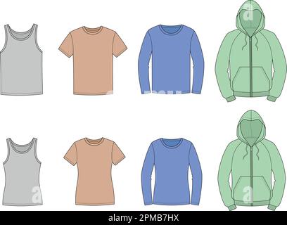 Legeres Kleidungsset für Herren und Damen. Stock Vektor