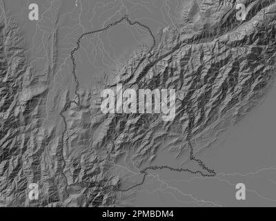 Tachira, Staat Venezuela. Bilevel-Höhenkarte mit Seen und Flüssen Stockfoto