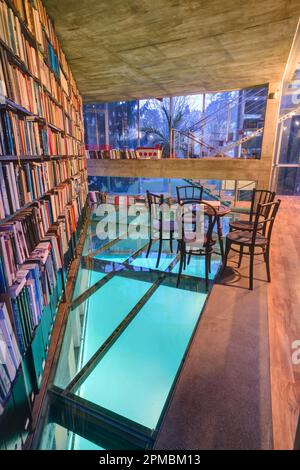 Wien, private 'Wasserbibliothek', Anbau an ein Wohnhaus // Wasserbibliothek, Ergänzung zu einem alten Wohnhaus Stockfoto