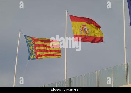 Flagge von Valencia und Spanien // Flagge von Valencia und Spanien Stockfoto